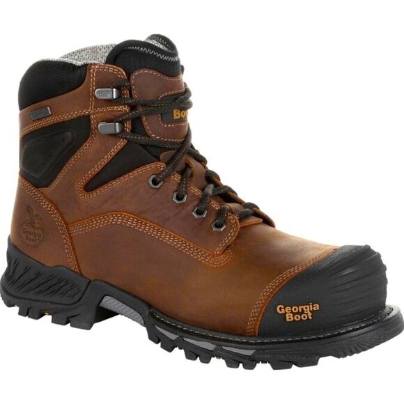 Georgia Boot Size: 13M Mens Black and Brown Waterproof Work Boots B95 - Picture 1 of 13